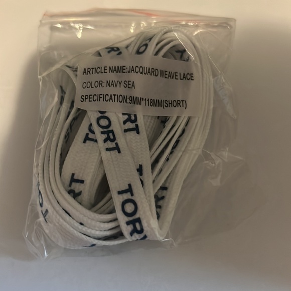 Tory Burch Weave Shoelaces in Shell Pink or Navy Sea - Picture 3 of 3